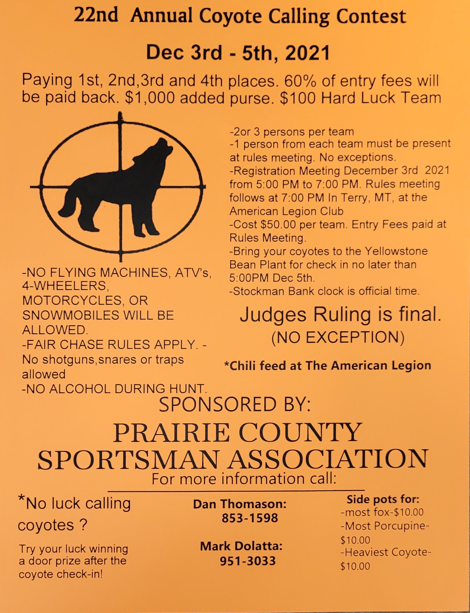 Coyote Calling Contest Flyer 2021