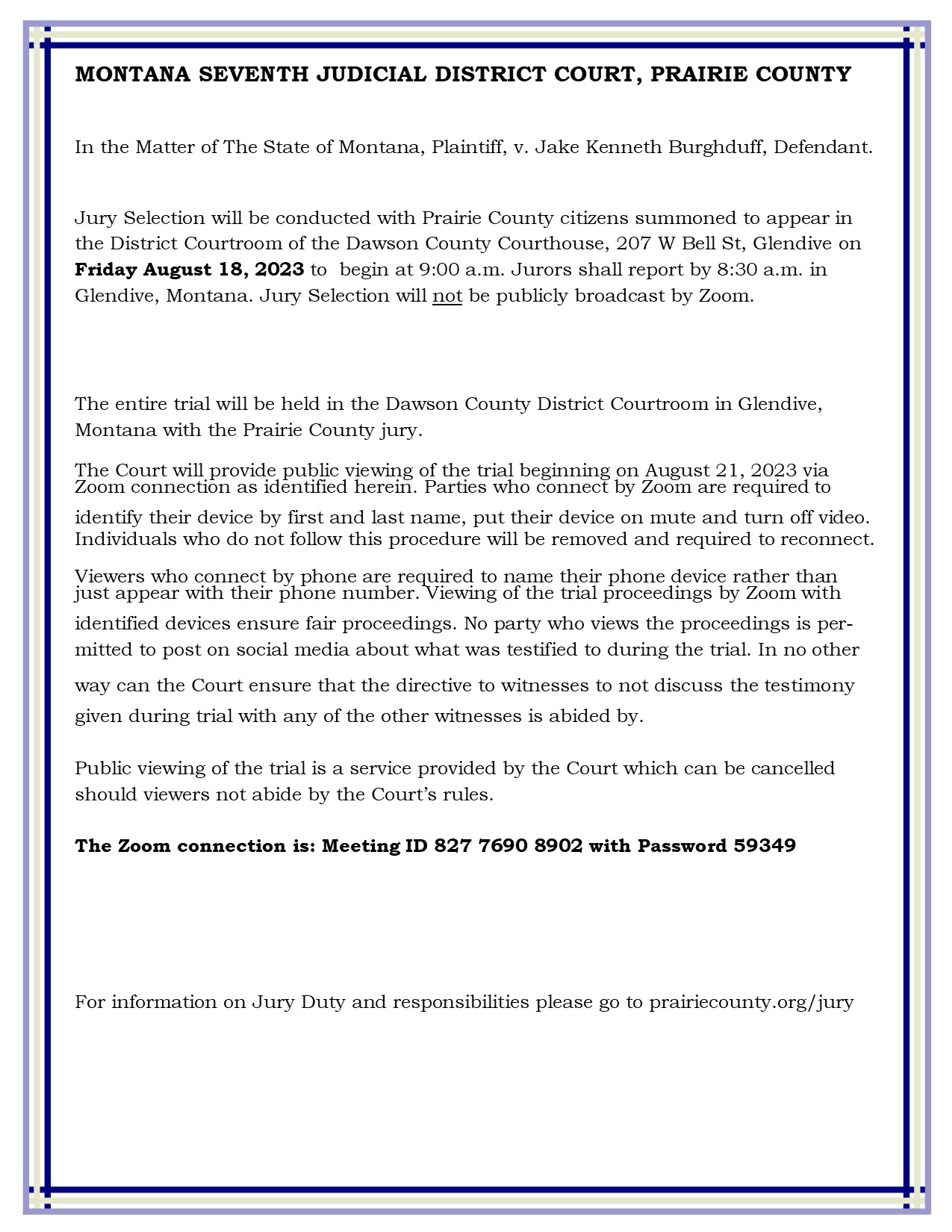 Clerk Of District Court | Prairie County